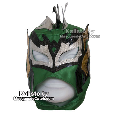 Masque de Catch "Kalisto" Enfant coul. Vert  en tissus